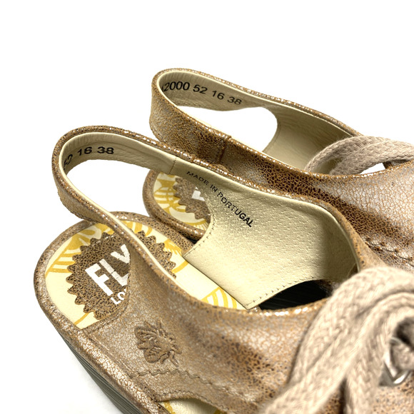 Fly London YLFA Luna Wedge Sandal Metallic Blush Pink Tinted Tan Gold 38… - Picture 3 of 8